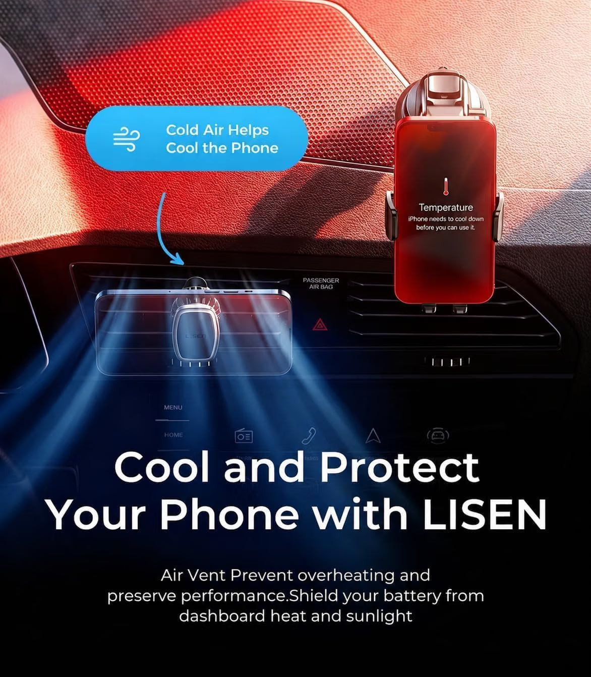LISEN Magnetic Phone Holder Car Vent, 2 Pack 6 Strong Magnets Hands-Free