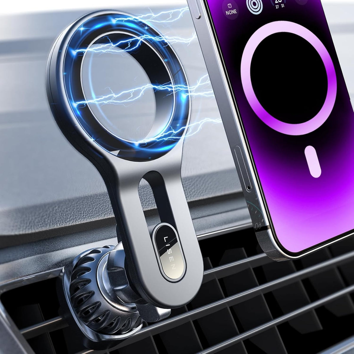 LISEN MagSafe Car Mount Vent Phone Holder Car [Won't Block Vent]