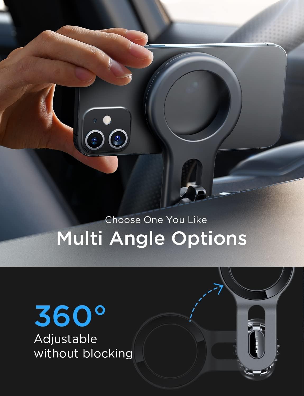 LISEN MagSafe Car Mount Vent Phone Holder Car [Won't Block Vent]