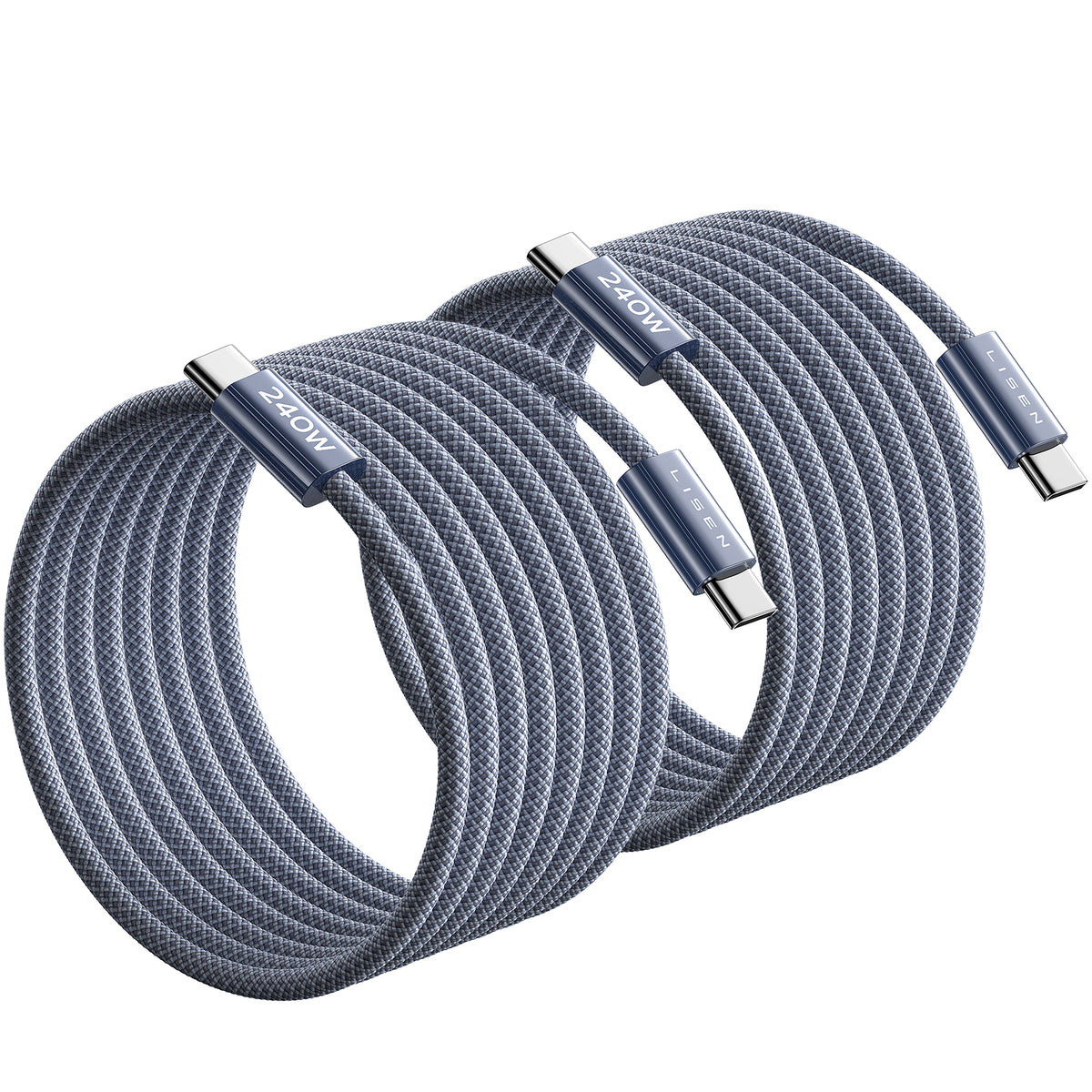 LISEN 240W USBC to USBC Cable [2-Pack 3m] C to C Charger Cable Fast Charge Type C Charger Cable Fast Charging for iPhone 17 16 15 Pro Max, MacBook Pro/Air, iPad Pro, Galaxy S25, Switch 2, Dark Blue