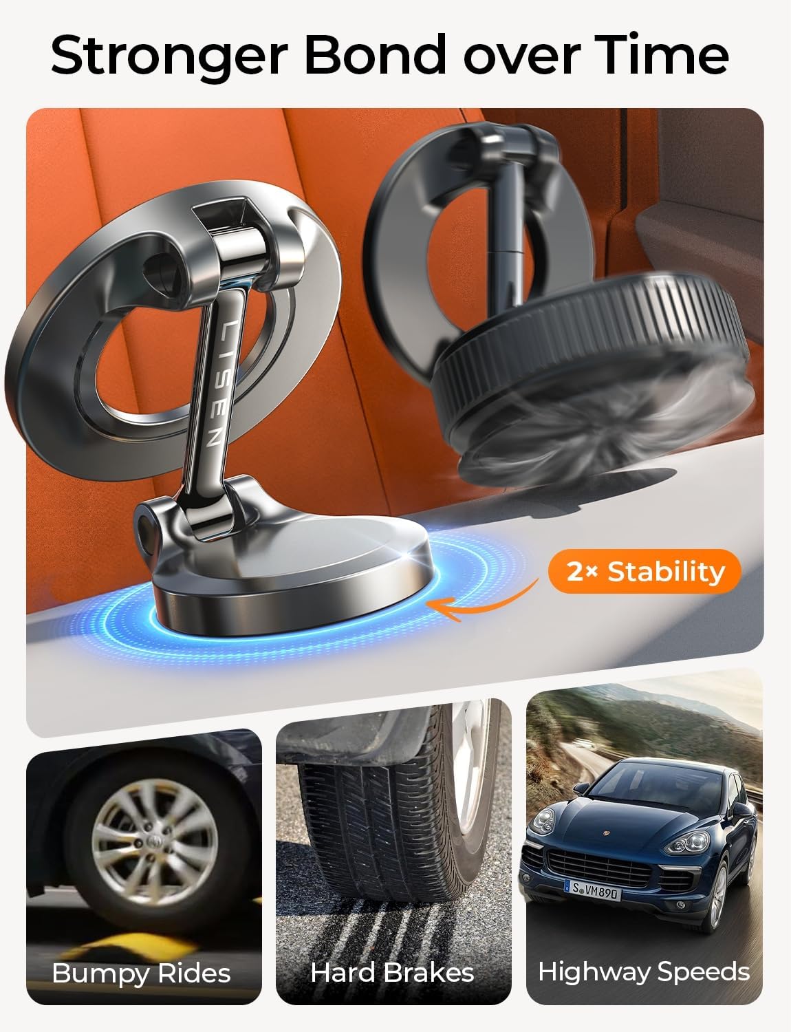 LISEN for MagSafe Car Mount [24 Strong Magnets] Magnetic Phone Holder 360°