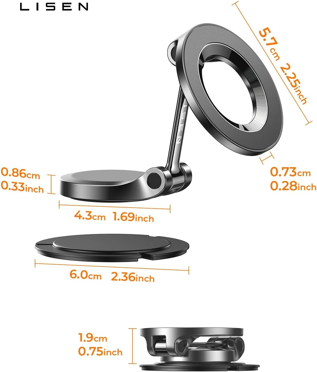 LISEN for MagSafe Car Mount [24 Strong Magnets] Magnetic Phone Holder 360°