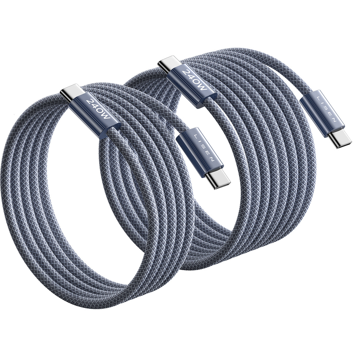 LISEN 240W USBC to USBC Cable [2-Pack 2m+3m] C to C Charger Cable Fast Charge Type C Charger Cable Fast Charging for iPhone 17 16 15 Pro Max, MacBook Pro/Air, iPad Pro, Galaxy S25, Switch 2, Midnight