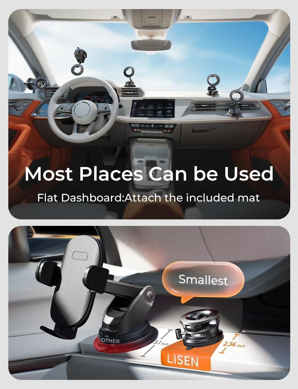 LISEN Car Phone Holder Car for Magsafe Magnetic Car Mount for iPhone 18 Pro