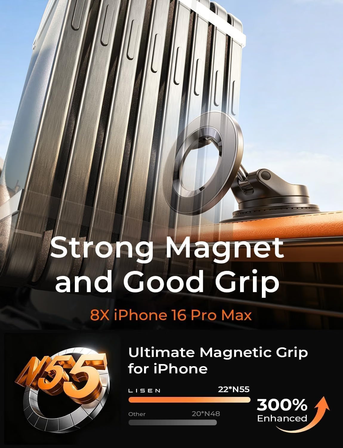 LISEN Car Phone Holder Car for Magsafe Magnetic Car Mount for iPhone 18 Pro