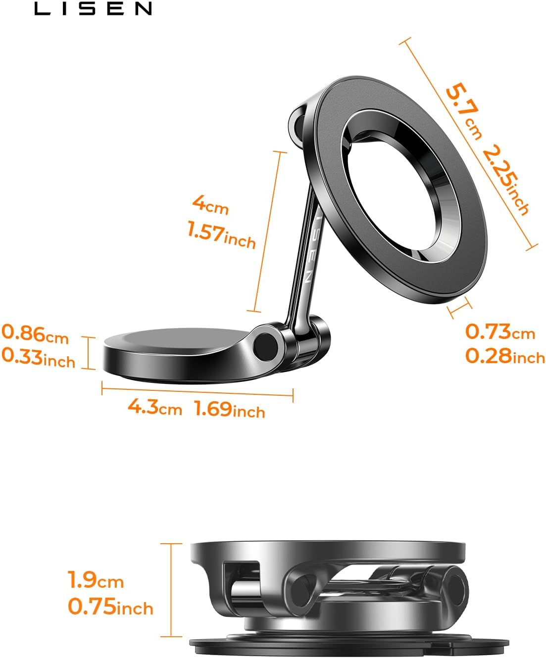 LISEN for MagSafe Car Mount 2 Pack, Classic Magnetic Phone Holder for Car, Car Phone Holder Mount, Dash Car Accessories Gifts for Women Men, for iPhone 18 Pro Max Air 17 16 15 14 13 12