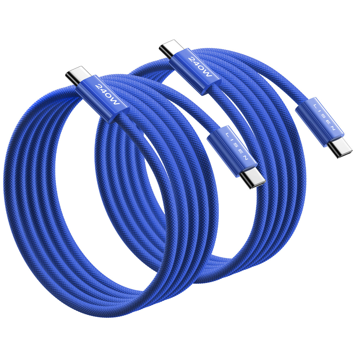 LISEN 240W USB C to USB C Cable [2-Pack 2m] USB C Charger Cable Blue