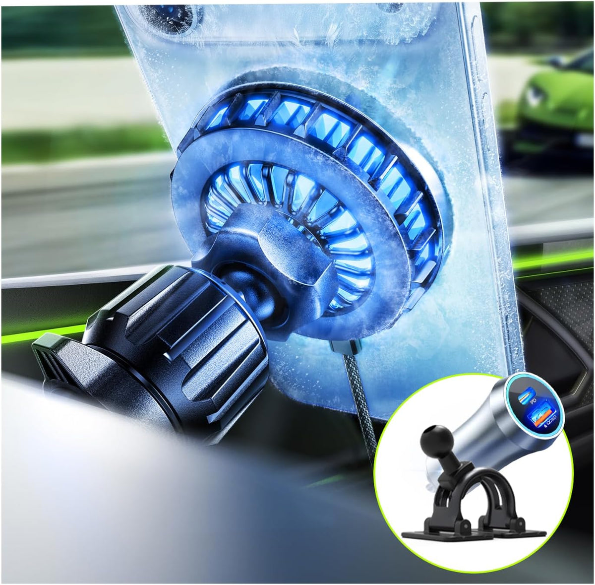 LISEN for iPhone 18 Pro Max Car Charger Mount Holder for Qi2 15W Cooling
