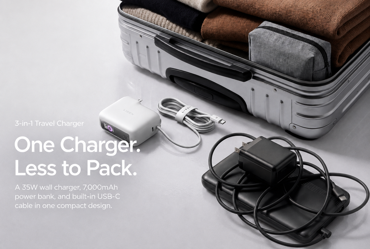 One Charger. Less to Pack.