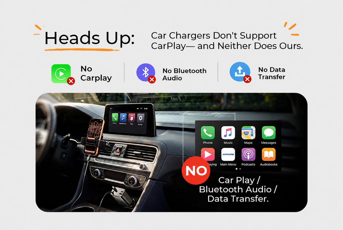 Nur Ladefunktion – kein CarPlay oder Datentransfer