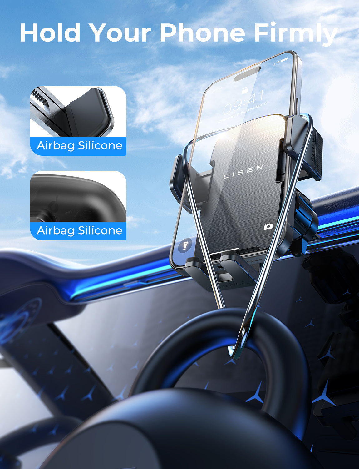 LISEN 車載電話ホルダー 通気口付き 超安定