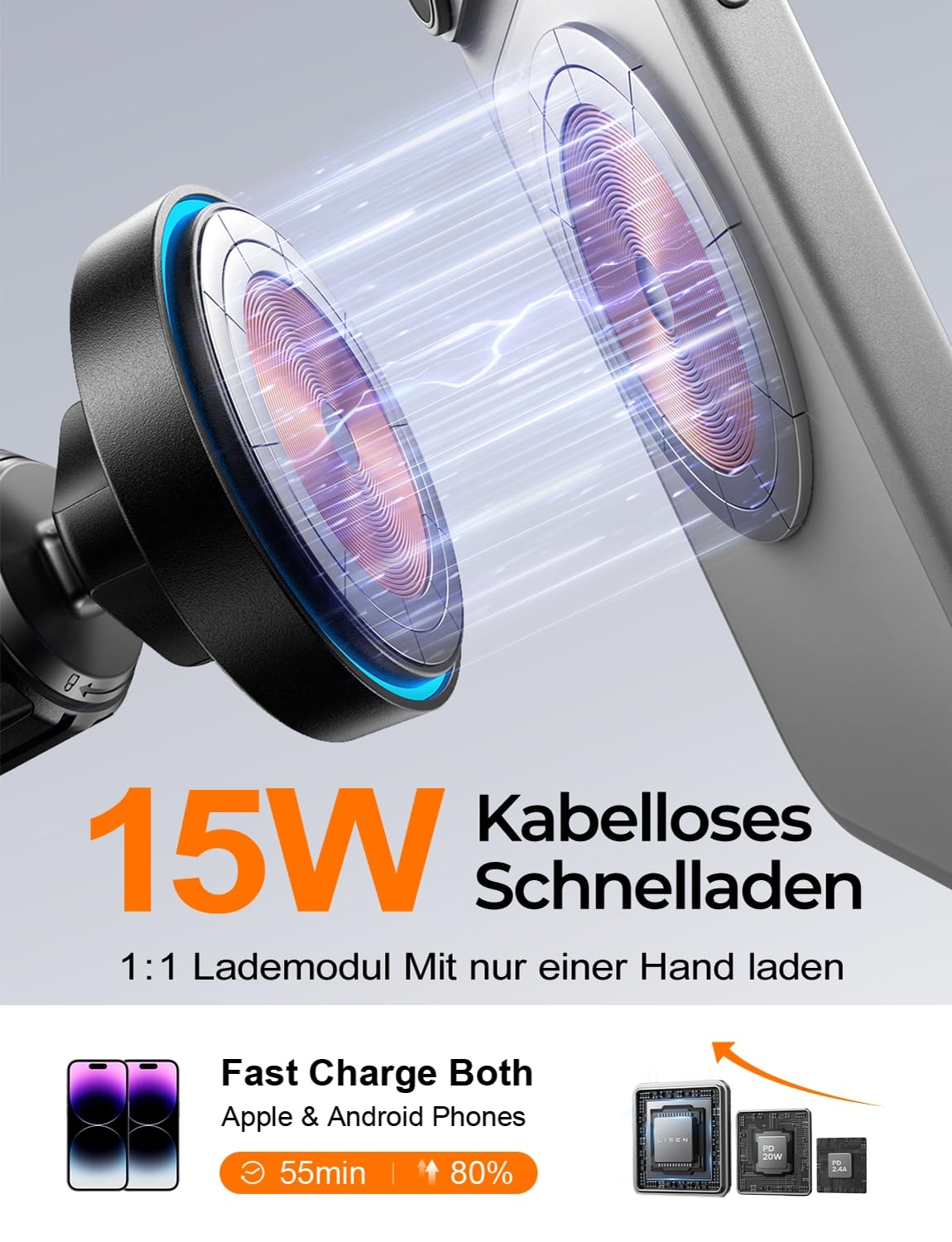 LISEN für Magsafe Autohalterung 15W Handyhalterung Auto mit Ladefunktion