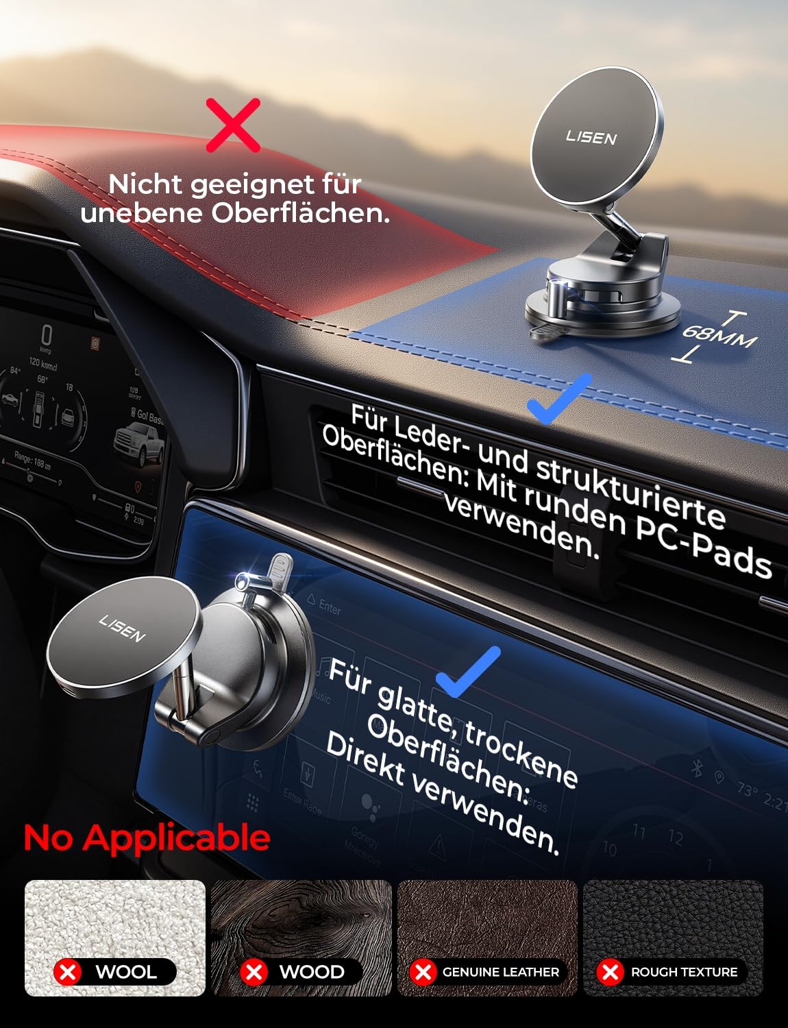 LISEN [Qi2.2 & 25W] Handyhalterung Auto mit Ladefunktion