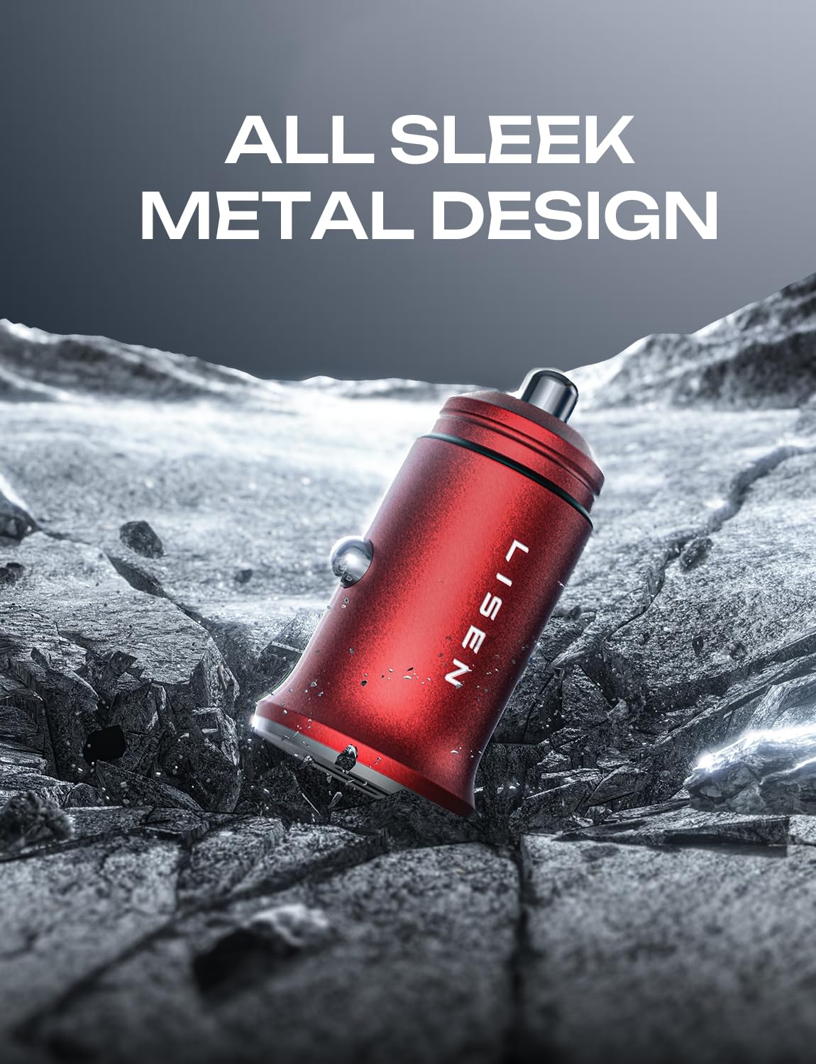 LISEN 90W USB C Car Charger USB C Fast Charge, PD3.0 Fast Car Charger, Red