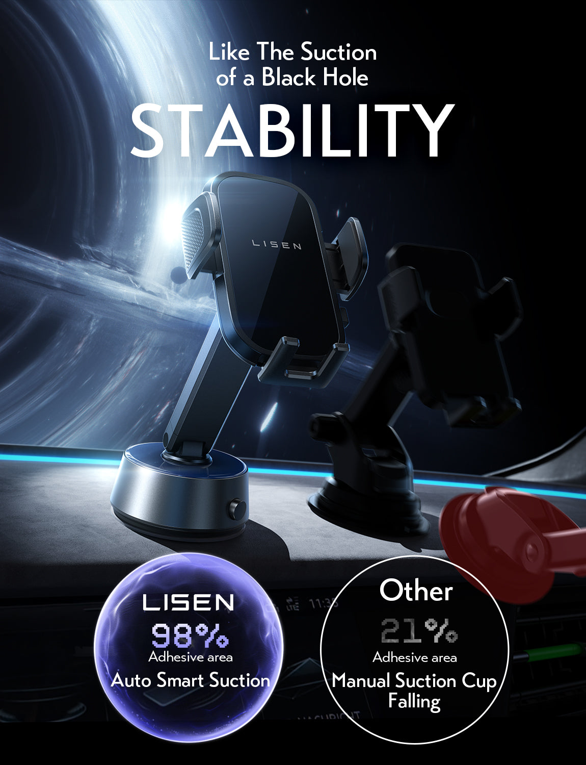LISEN 真空吸引式スマホホルダー